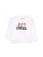 Felpa per neonati Moschino Kids bianca con stampa Teddy Bear sul davanti MTF060LCA89 10101 MOSCHINO KIDS 