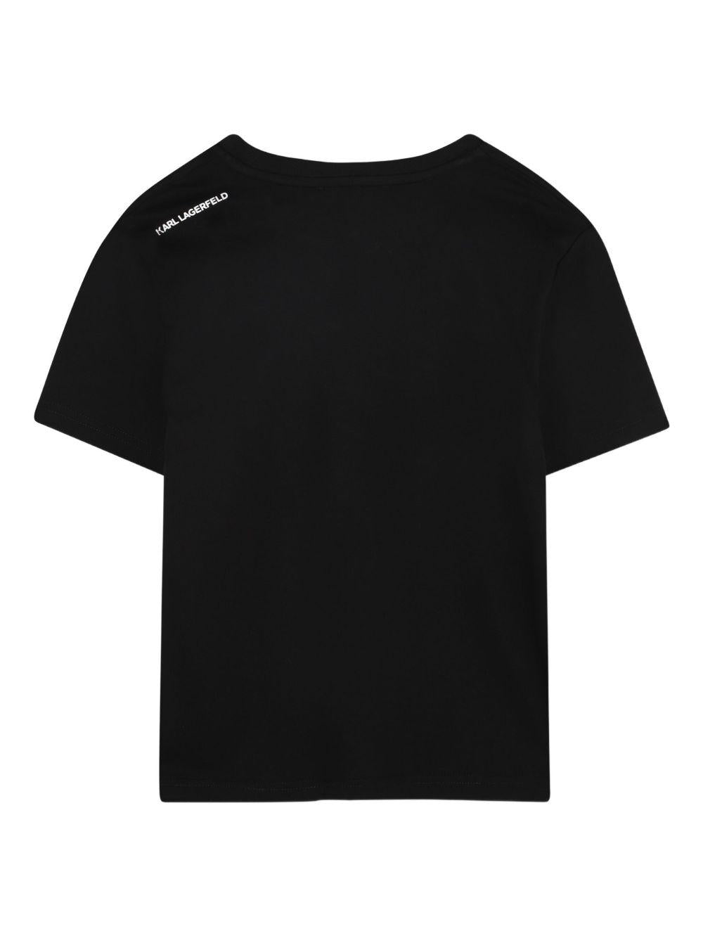 T-shirt per bambino Karl Lagerfeld Kids nero con stampa grafica Z30954 09B KARL LAGERFELD KIDS 