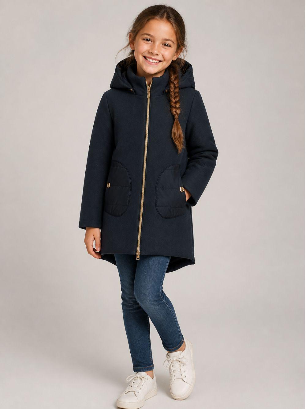 Cappotto per bambina Herno Kids blu con collo alto GC000049G33344 9202 HERNO KIDS 