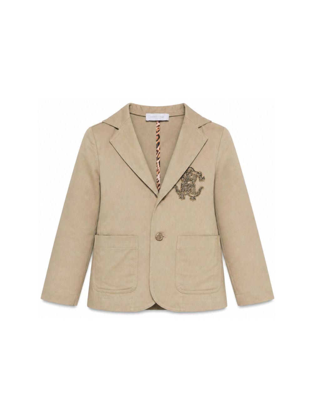 Giacca per bambino Roberto Cavalli Kids beige con toppa con monogramma CBP26095GC MARRONE D. ROBERTO CAVALLI KIDS 