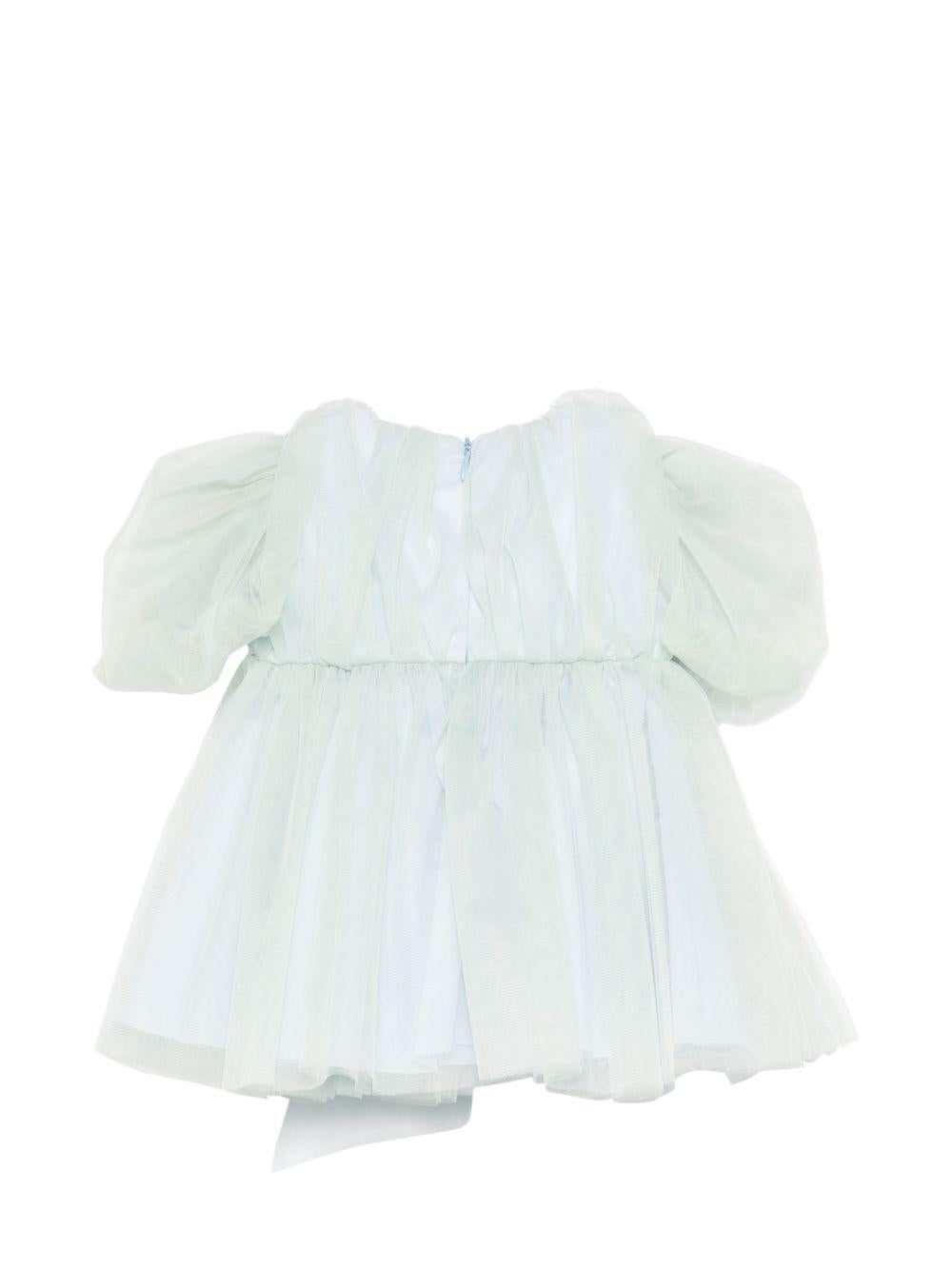 Abito per neonata Alapage azzurro con maniche a sbuffo AL54 CELESTE/LIME A'LAPAGE KIDS 