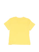 T-shirt per neonati Moschino Kids gialla con stampa grafica con tre Teddy Bear MUM04KLAA17 50577 MOSCHINO KIDS 