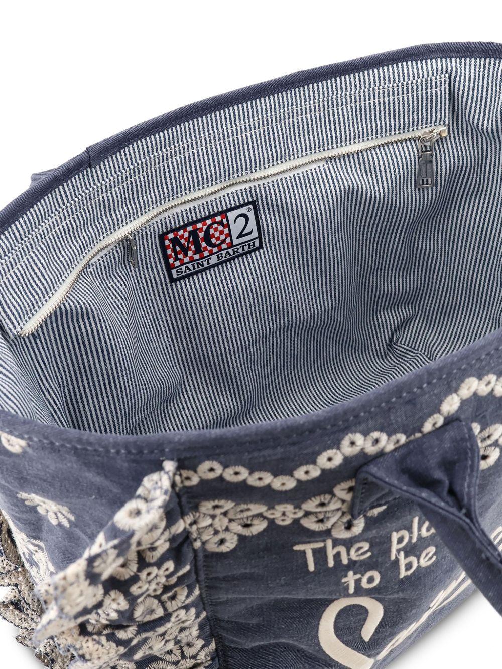 Borsa Vanity MC2 Saint Barth in denim con pizzo sangallo VANI0029 00485L MC2 ST. BARTH KIDS 