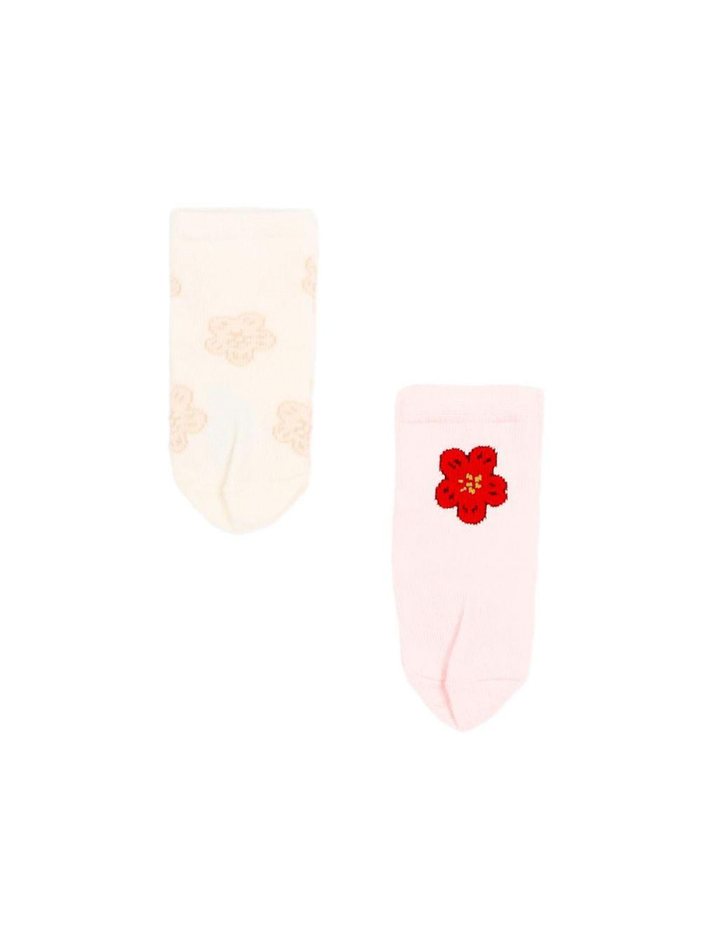 Calzini per neonata Kenzo Kids rosa con stampa a fiori (2 pezzi) K61824 43B KENZO KIDS 