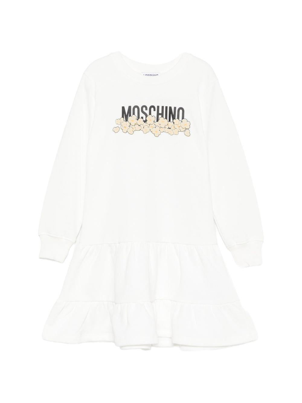 Abito per bambina Moschino Kids bianco con stampa grafica HDV0IBLCA83 10063 MOSCHINO KIDS 