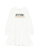 Abito per bambina Moschino Kids bianco con stampa grafica HDV0IBLCA83 10063 MOSCHINO KIDS 