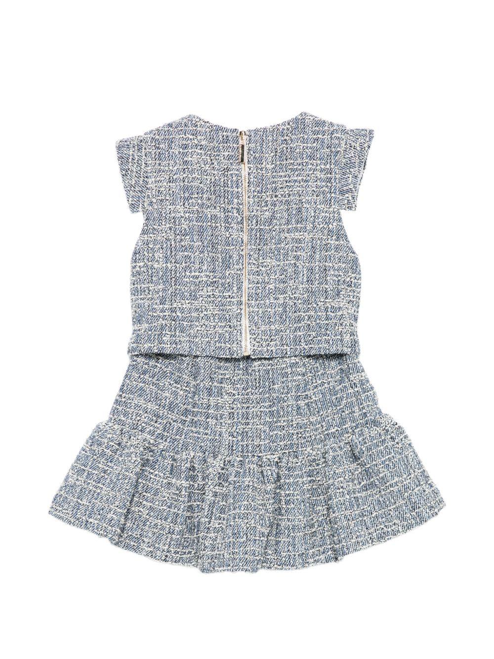 Set t-shirt e gonna per bambina Elisabetta Franchi La Mia Bambina blu con logo ricamato EFCM0280TV123 4055 ElISABETTA FRANCHI KIDS 