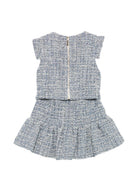 Set t-shirt e gonna per bambina Elisabetta Franchi La Mia Bambina blu con logo ricamato EFCM0280TV123 4055 ElISABETTA FRANCHI KIDS 