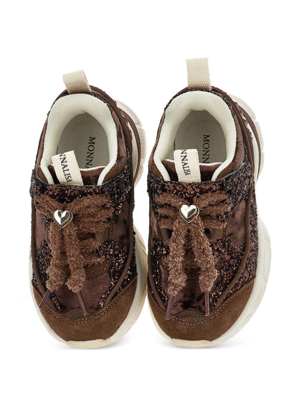 Sneakers per bambina Monnalisa Kids marroni con dettaglio glitter 8CH006 8773 0006 MONNALISA KIDS 