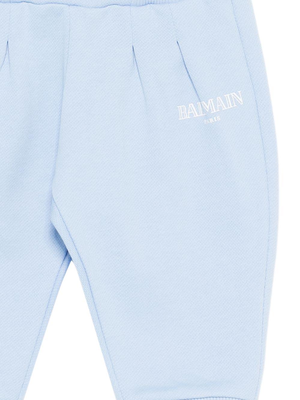 Pantaloni per neonato Balmain Kids azzurro con stampa logo BY6540 Z3183 652BC BALMAIN KIDS 