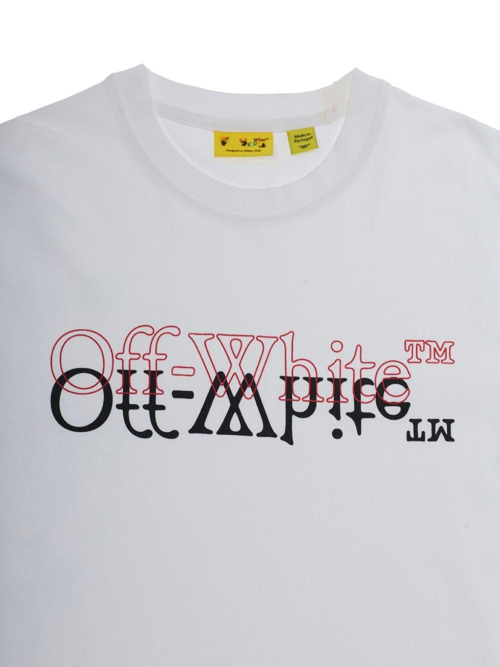 T-shirt per bambini Off-White Kids bianca con logo sul davanti 44BAA002S26J001 100 OFF WHITE KIDS 