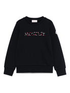 Felpa per bambino Moncler Enfant nera con logo ricamato e scollo rotondo K29548G00002899PS 778 MONCLER ENFANT 