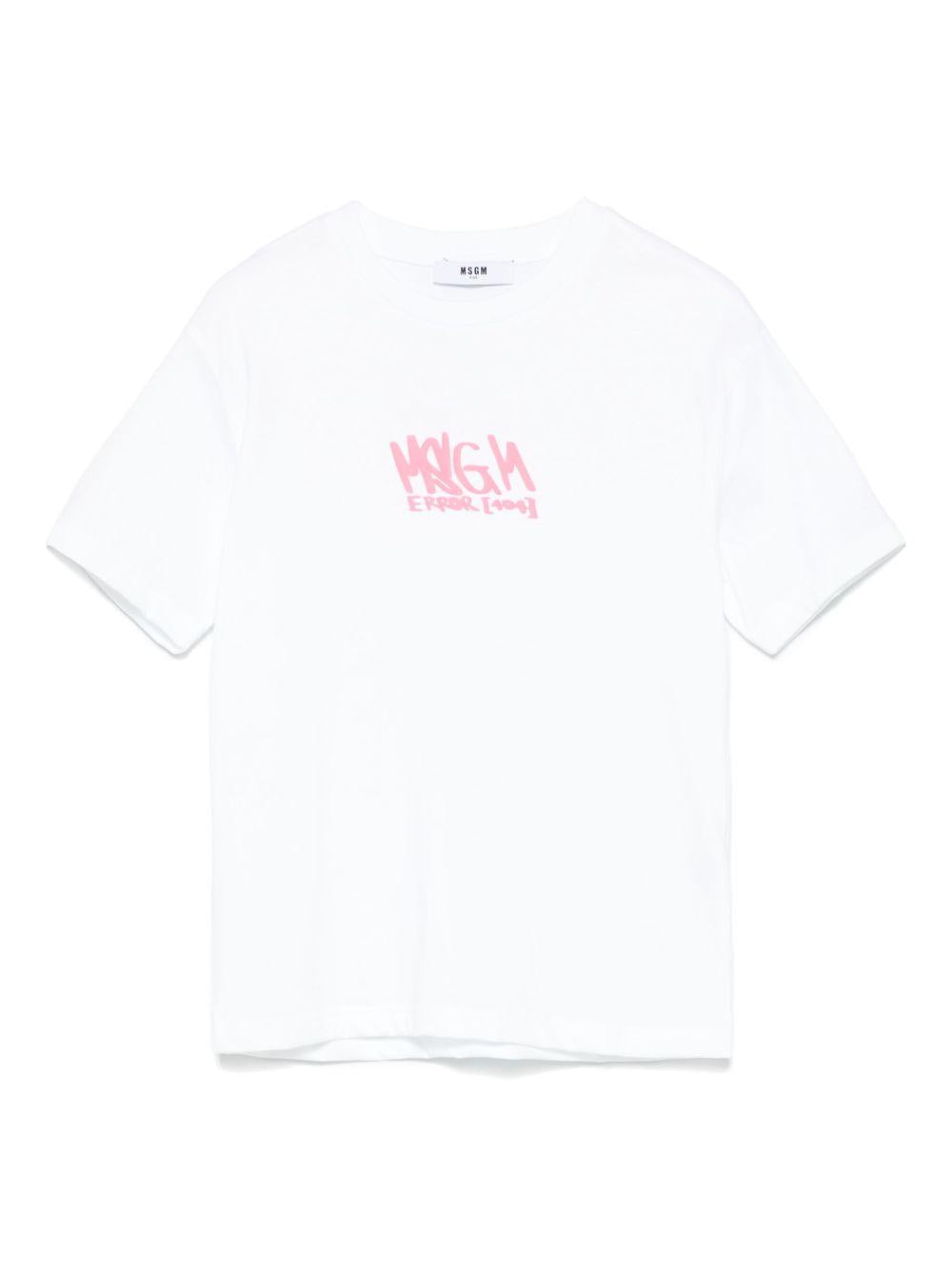 T-shirt in jersey per bambina MSGM Kids bianco con stampa logo S5MSJUTH067 001/48 MSGM KIDS 