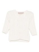Cardigan per neonata La Stupenderia bianco con maglia a trecce 1WCCRR25 801 LA STUPENDERIA 