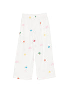 Pantaloni per bambina MC2 Saint Barth Kids bianchi con motivi marini ricamati PAE001 00429L MC2 ST. BARTH KIDS 