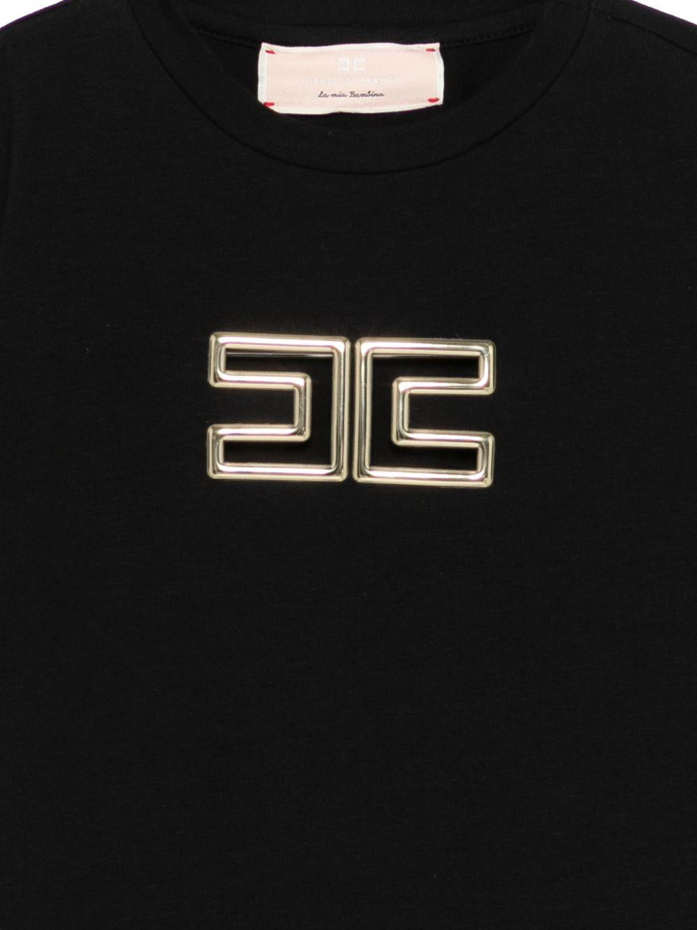 T-shirt per bambina Elisabetta Franchi La Mia Bambina nera con logo EFTS2610JE006 N005 ElISABETTA FRANCHI KIDS 
