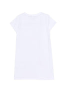 Abito per bambina Moschino Kids bianco con logo in strass HDV0HYLDA25 10101 MOSCHINO KIDS 