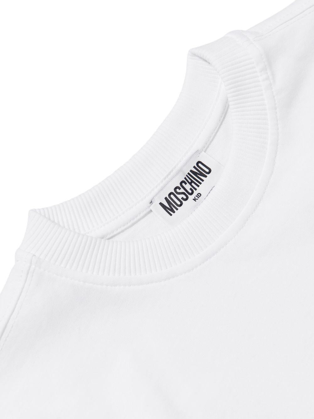 T-shirt per bambini Moschino Kids bianca con taschino sul petto HUM05MLAA01 10101 MOSCHINO KIDS 