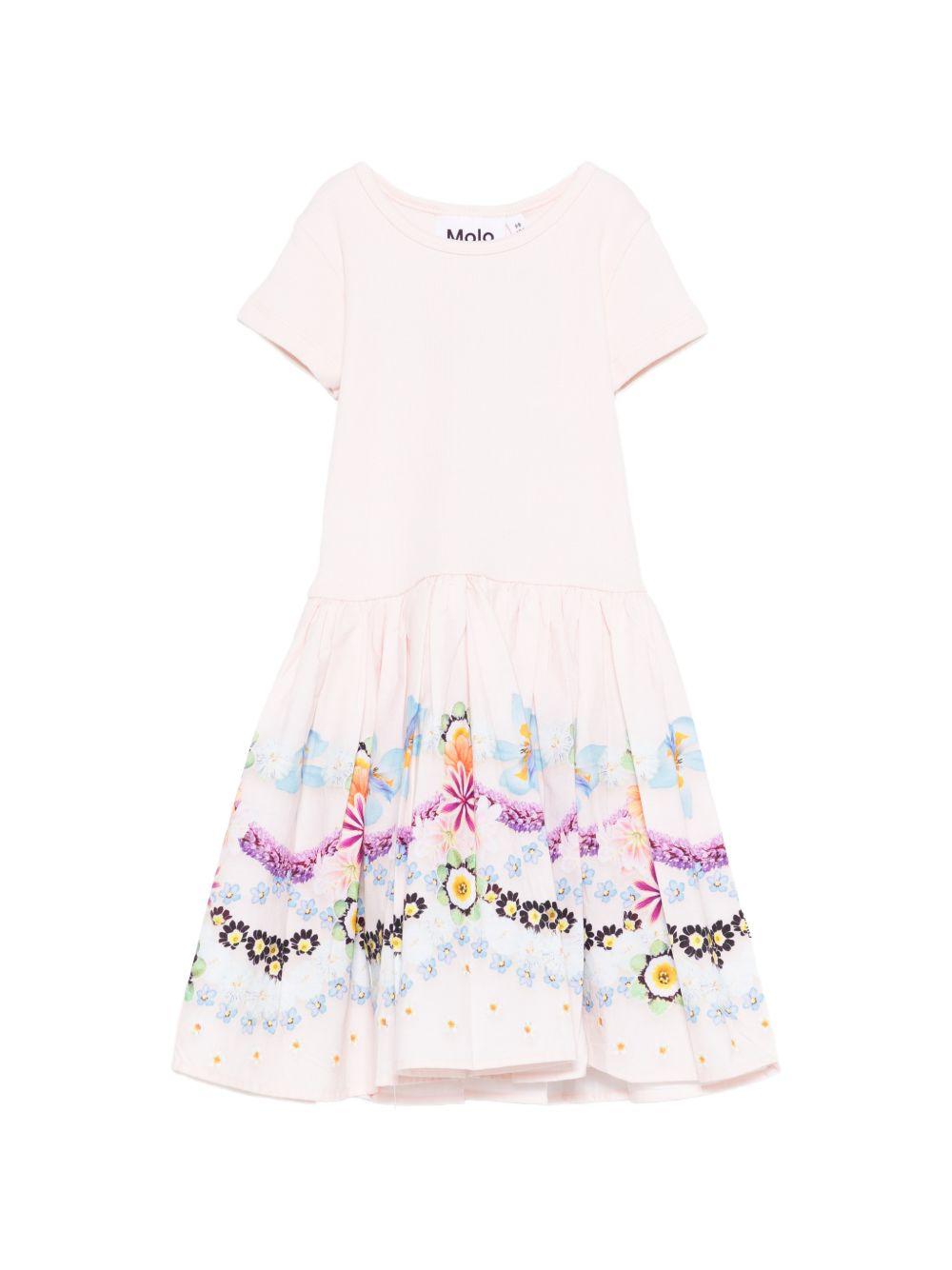 Abito per bambina Molo rosa con stampa floreale 2S26E102 5234 MOLO 