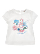 T-shirt per neonata Monnalisa bianca con stampa a fiori 39G601 7002 0099 MONNALISA KIDS 