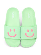 Sandali slides per bambina Molo verde con stampa smile 7S26U201 5610 MOLO KIDS 