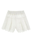 Shorts per bambina Monnalisa bianchi con ricamo fiori 17G407 7043 0099 MONNALISA KIDS 