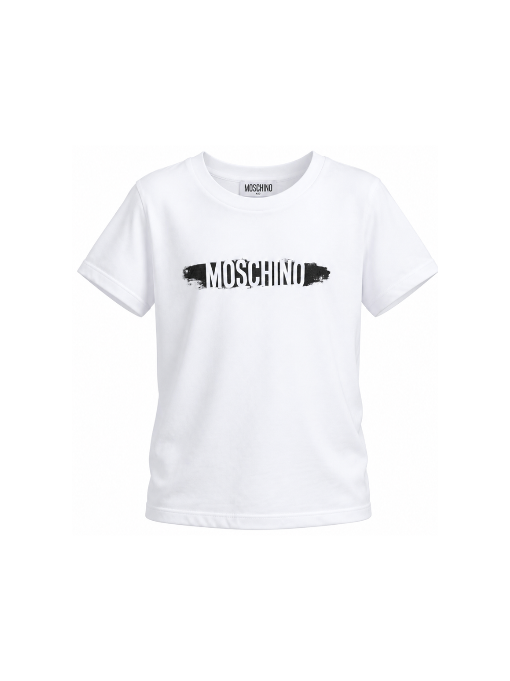T-shirt per bambini Moschino Kids bianca con stampa logo sul davanti H8M058LAA10 10101 MOSCHINO KIDS 