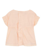Set neonata Chloé Kids arancione pesca con ricamo e ruches C20923 440 CHLOE' KIDS 