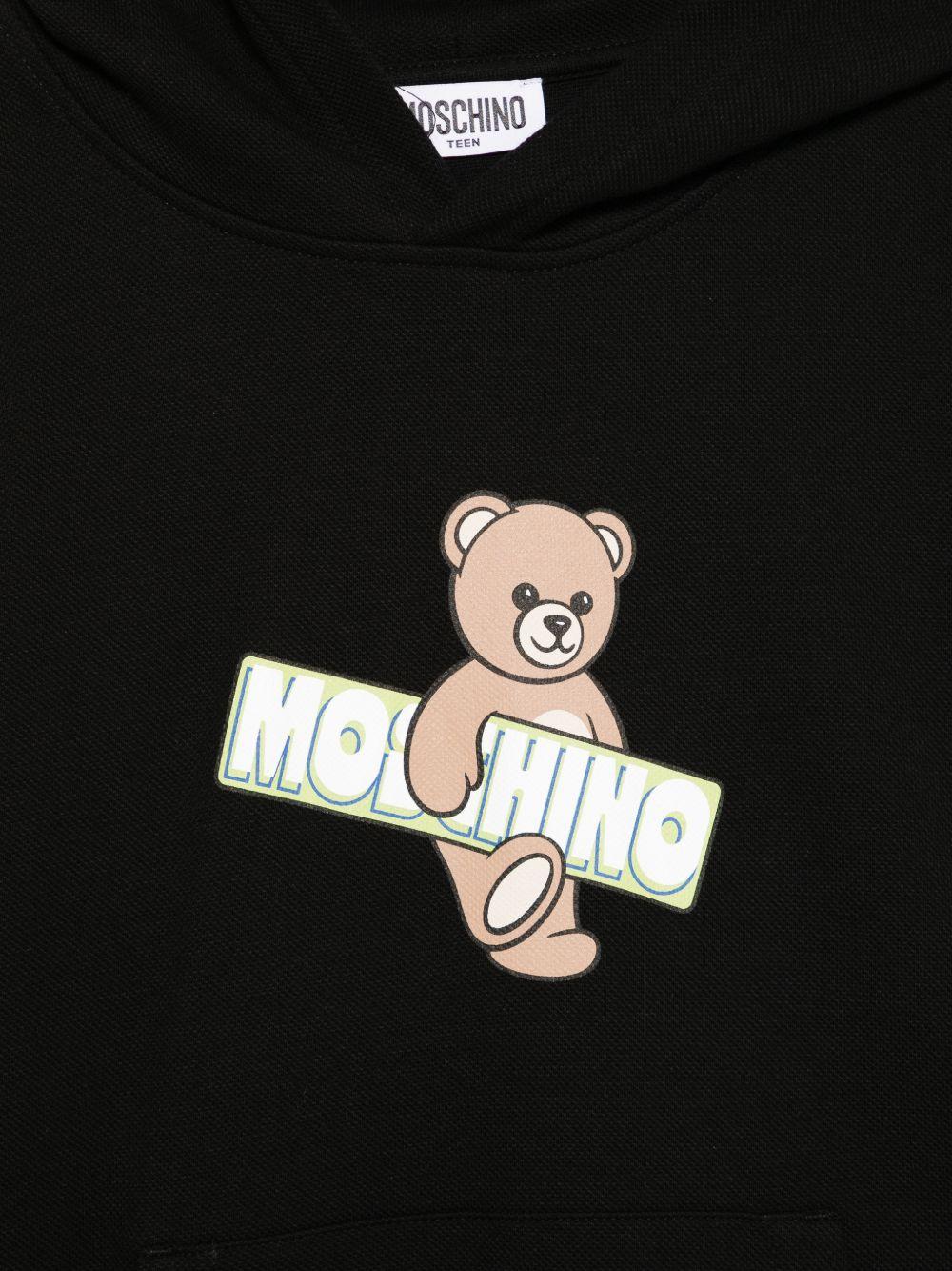 Felpa per bambino Moschino Kids nera con cappuccio HUF09KLCA90 60100 MOSCHINO KIDS 