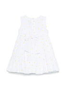Abito per neonata Il Gufo bianco con ricamo a fiori con chiusura con nodo P25VA330C5053NB 010 IL GUFO 