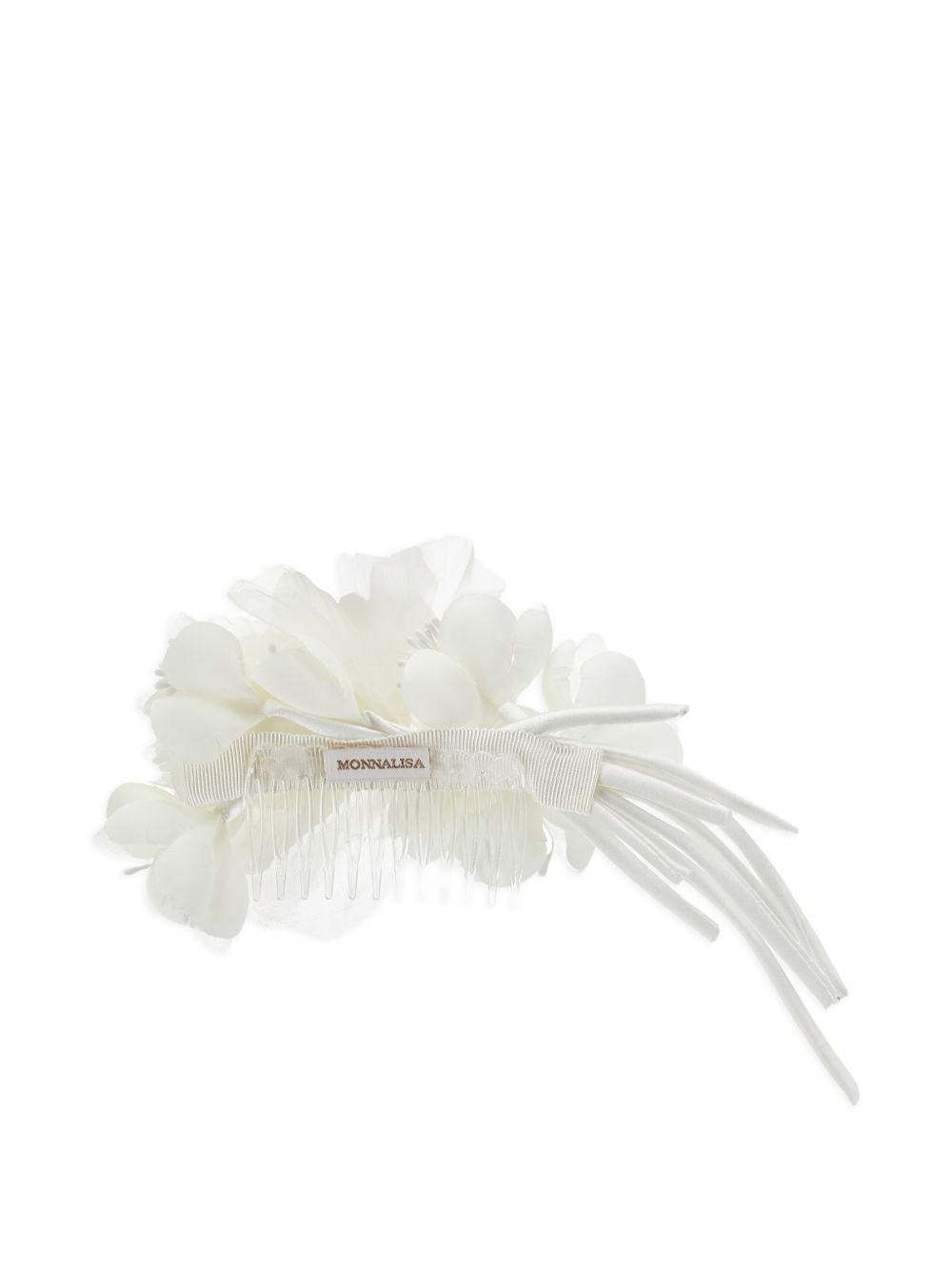 Fermaglio per capelli per bambina Monnalisa bianco con fissaggio a pettine 79G010 7097 0001 MONNALISA 