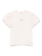 T-shirt per bambina Donsje Nowien beige con motivo con ricamo 4081103 00003 DONSJE 
