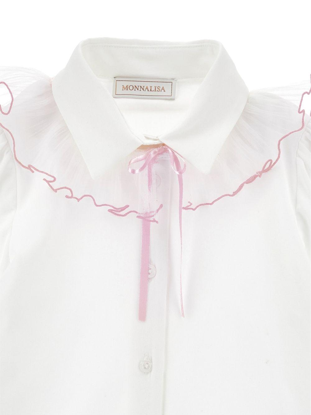 Camicia per bambina Monnalisa Kids bianca con colletto con ruches 17H300 8201 0163 MONNALISA KIDS 