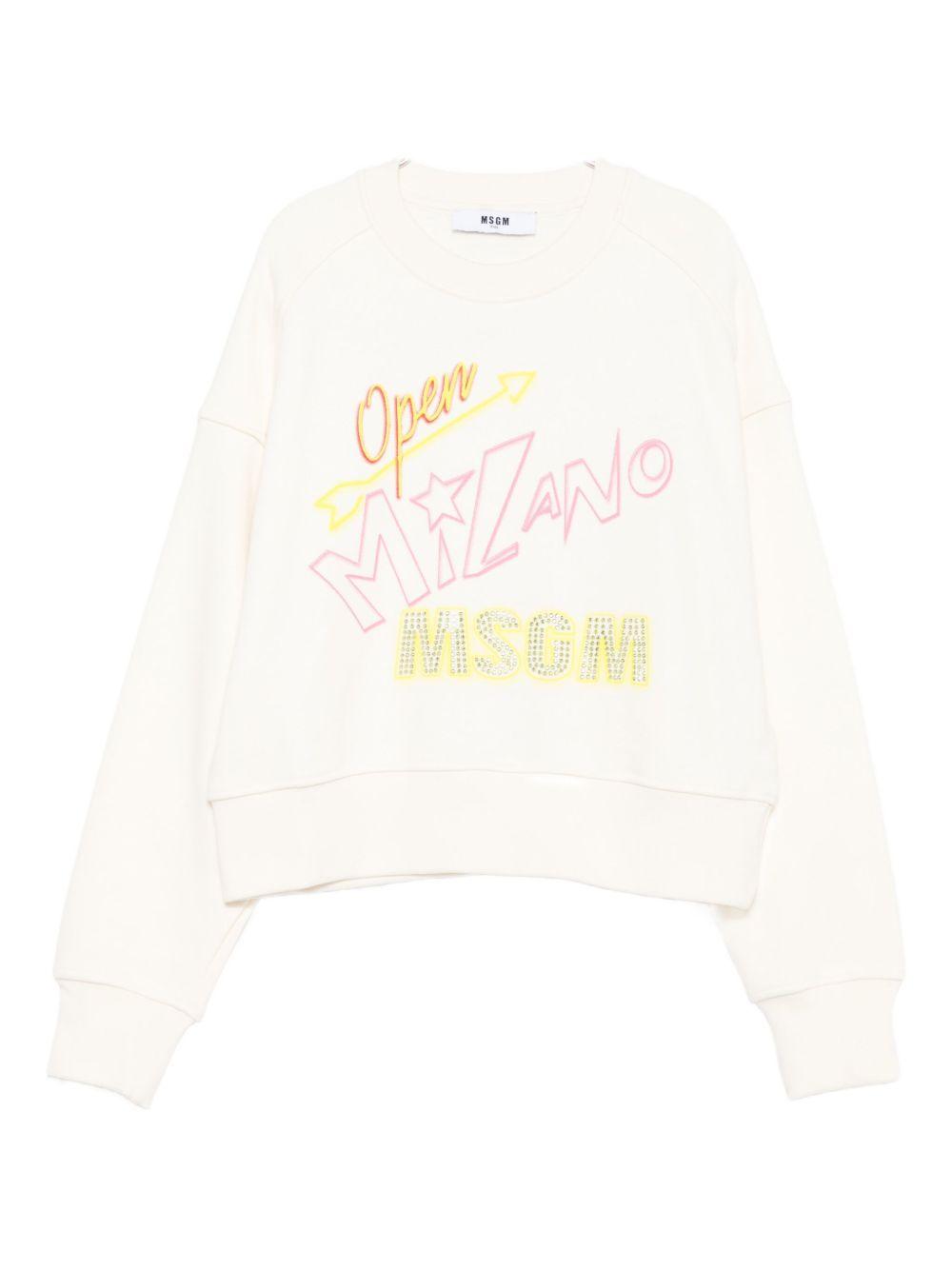 Felpa per bambina MSGM Kids bianco con logo sul davanti F5MSJGSW268 013 MSGM KIDS 