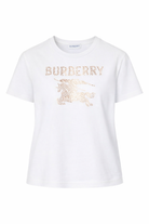 T-shirt per bambina Burberry Kids bianca con decorazione in cristalli 8120653 A1464 BURBERRY KIDS 
