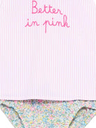 Abito Abbie per neonata MC2 Saint Barth Kids rosa con scritta ricamata "Better in pink" sul davanti ABB0002 03881L MC2 ST. BARTH KIDS 