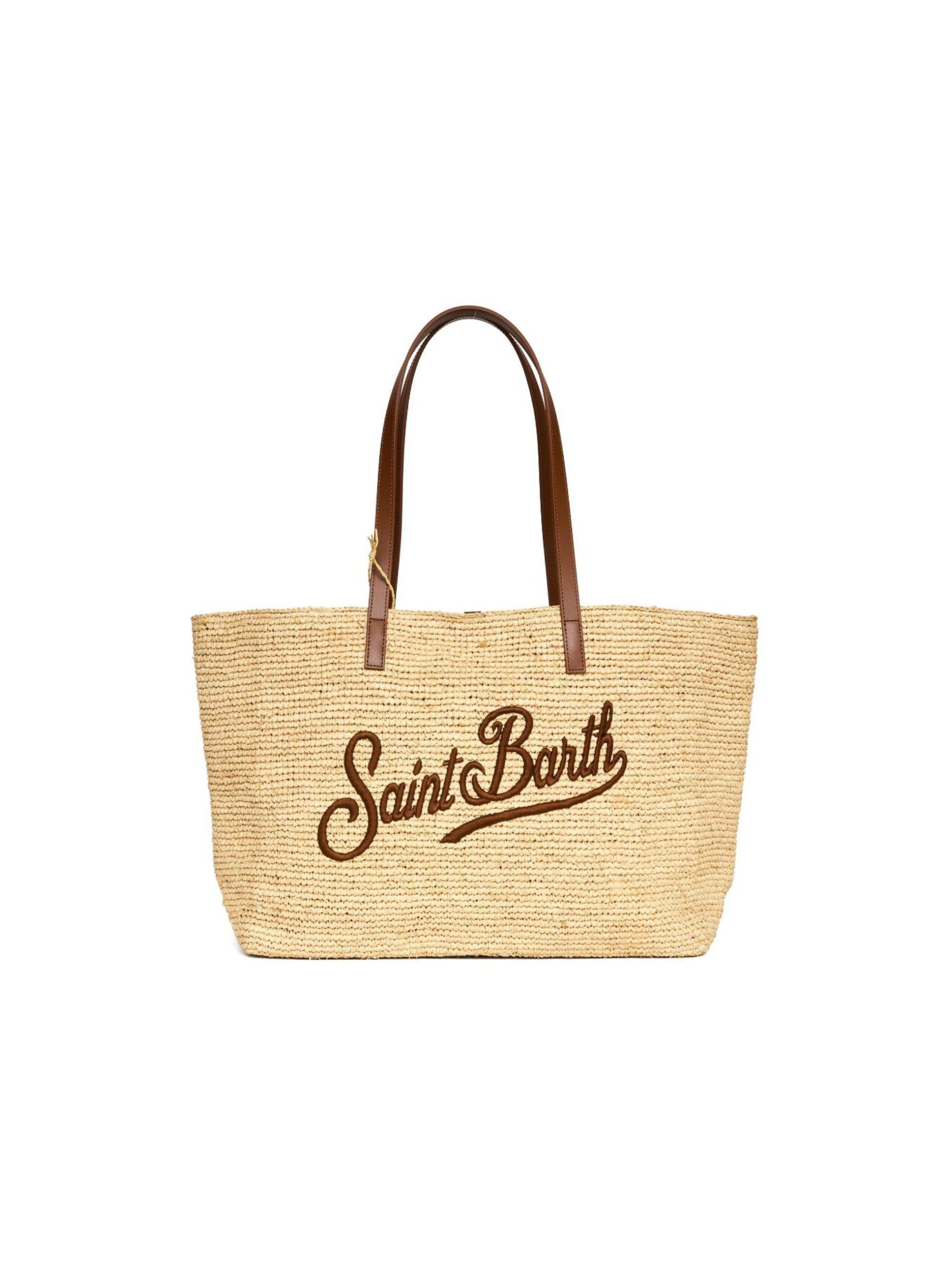 Borsa Rafia City MC2 Saint Barth beige con ricamo logo RAFC001 00358L MC2 ST. BARTH KIDS 