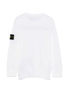 Maglione per bambino Stone Island Kids bianco con applicazione logo sulla manica L2S165100009S0C04 V0001 STONE ISLAND KIDS 