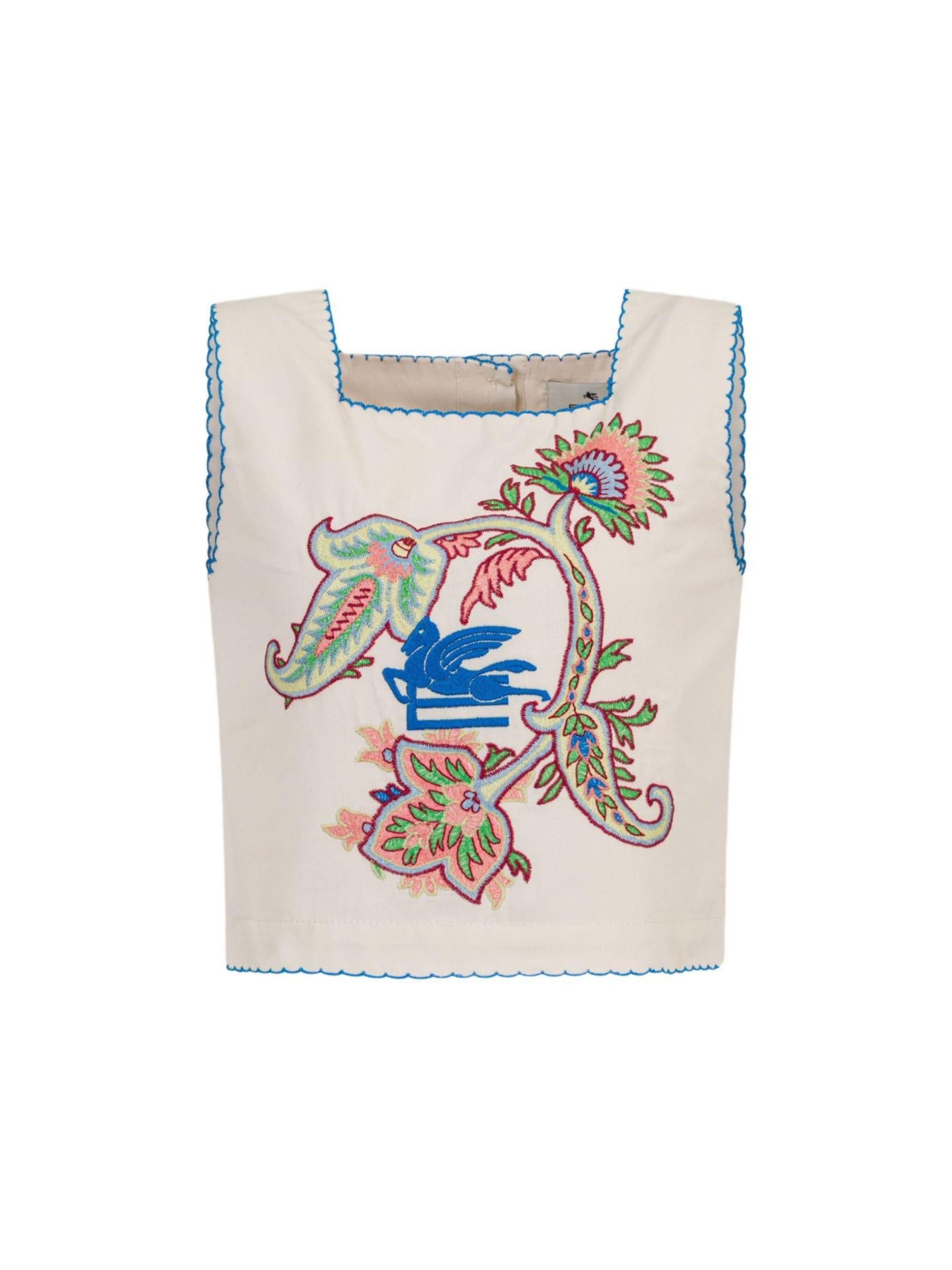 Top per bambina Etro Kids beige con ricamo floreale sul davanti GY5A92 P0287 107 ETRO KIDS 