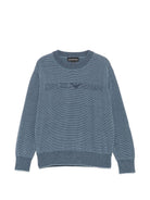 Maglione per bambino Emporio Armani Kids blu con motivo a righe orizzontali EB001581 AF27312 MB004 EMPORIO ARMANI KIDS 