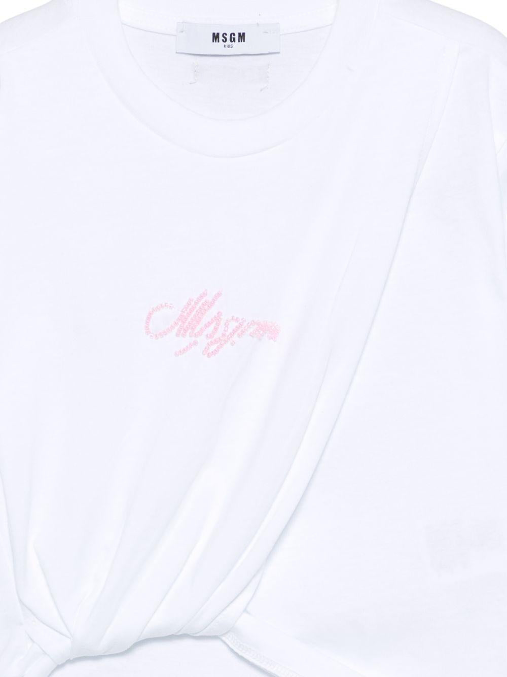 T-shirt per bambina MSGM Kids bianca con dettaglio nodo S6MSJGTH205 001 MSGM KIDS 