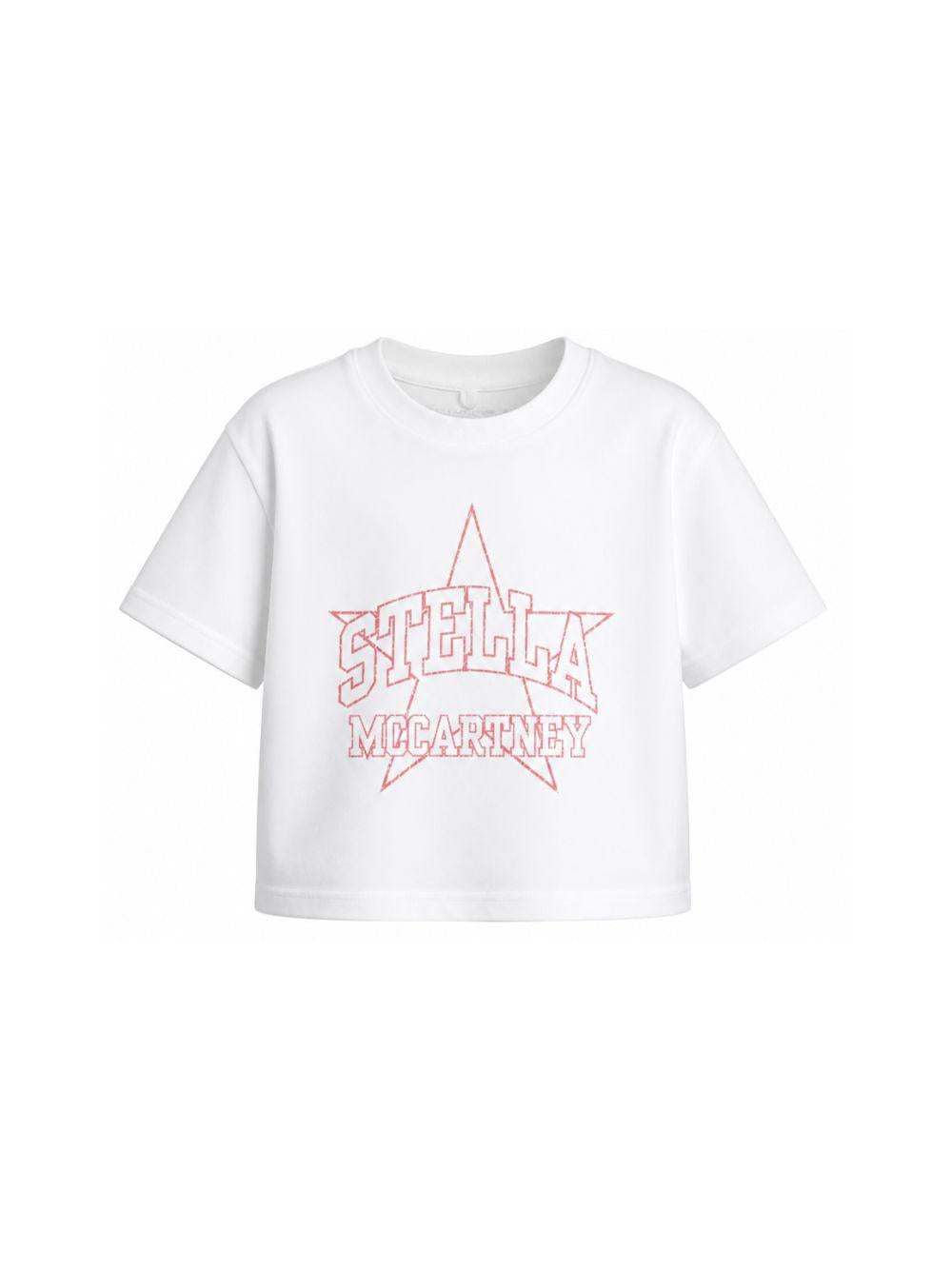 T-shirt per bambina Stella McCartney Kids bianca con stampa grafica TZ8B11 Z3931 100 STELLA McCARTNEY KIDS 