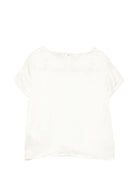 T-shirt per bambina Alberta Ferretti Kids bianca con logo ricamato sul davanti R1G603 7142 0035 ALBERTA FERRETTI KIDS 