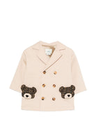 Giacca per neonato Fendi Kids beige con ricamo orsetti con logo FF BUA117 AS5Y F1P2N FENDI KIDS 