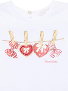 T-shirt per neonata Monnalisa bianco con stampa fiocco sul davanti 39E618 5011 0099 MONNALISA KIDS 