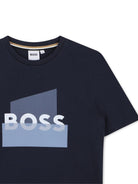 T-shirt per bambino Boss Kids blu con stampa grafica J52978 849 BOSS KIDS 