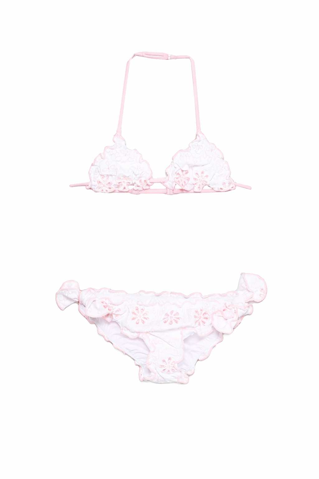 Bikini per bambina MC2 Saint Barth Kids bianco a fiori con ruches CRIS001 00055L MC2 ST. BARTH KIDS 