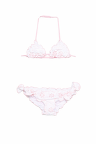 Bikini per bambina MC2 Saint Barth Kids bianco a fiori con ruches CRIS001 00055L MC2 ST. BARTH KIDS 
