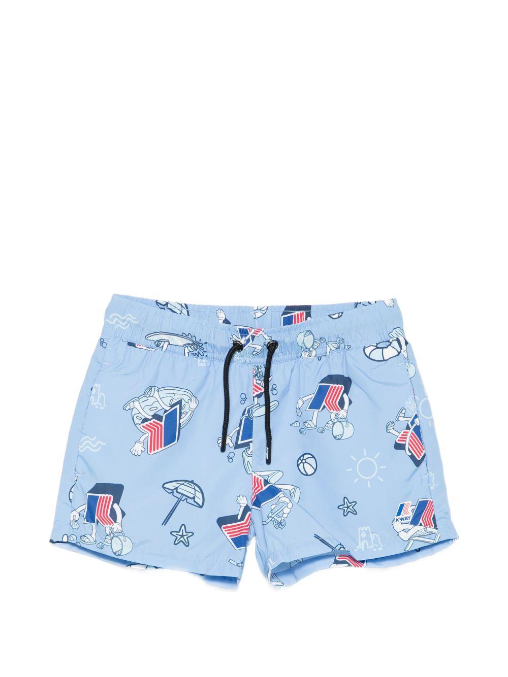 Costume da bagno per bambino K-Way Kids azzurro con stampa grafica intregale K3124ZW A06 K-WAY KIDS 
