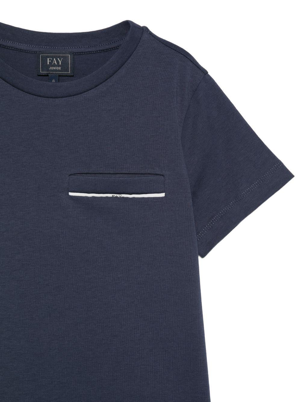T-shirt per bambino Fay Kids blu con taschino sul petto FY8P51 Z3708 625 FAY KIDS 